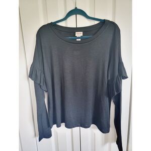 Mossimo XL Vintage Sweater Women Black‎ Round Neck Ruffle Sleeve  Grunge Soft